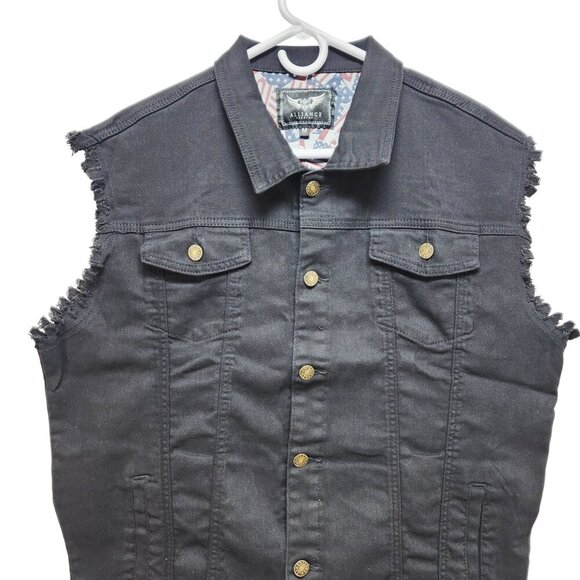 Denim Mens Sleeveless Vest Jacket Size Medium By Alliance Fashion - Picture 5 of 7